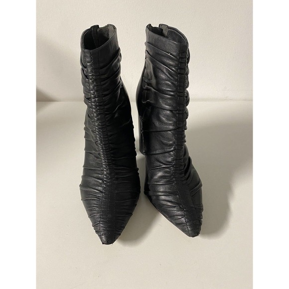 Sigerson Morrison Kimay Ruched Ankle Boot Bootie Black Pointed Toe Back … - Picture 2 of 11